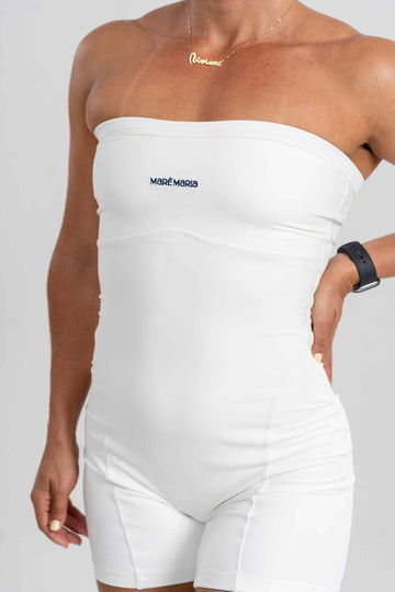 Macaquinho Fitness Allure Tomara que Caia Branco Neve