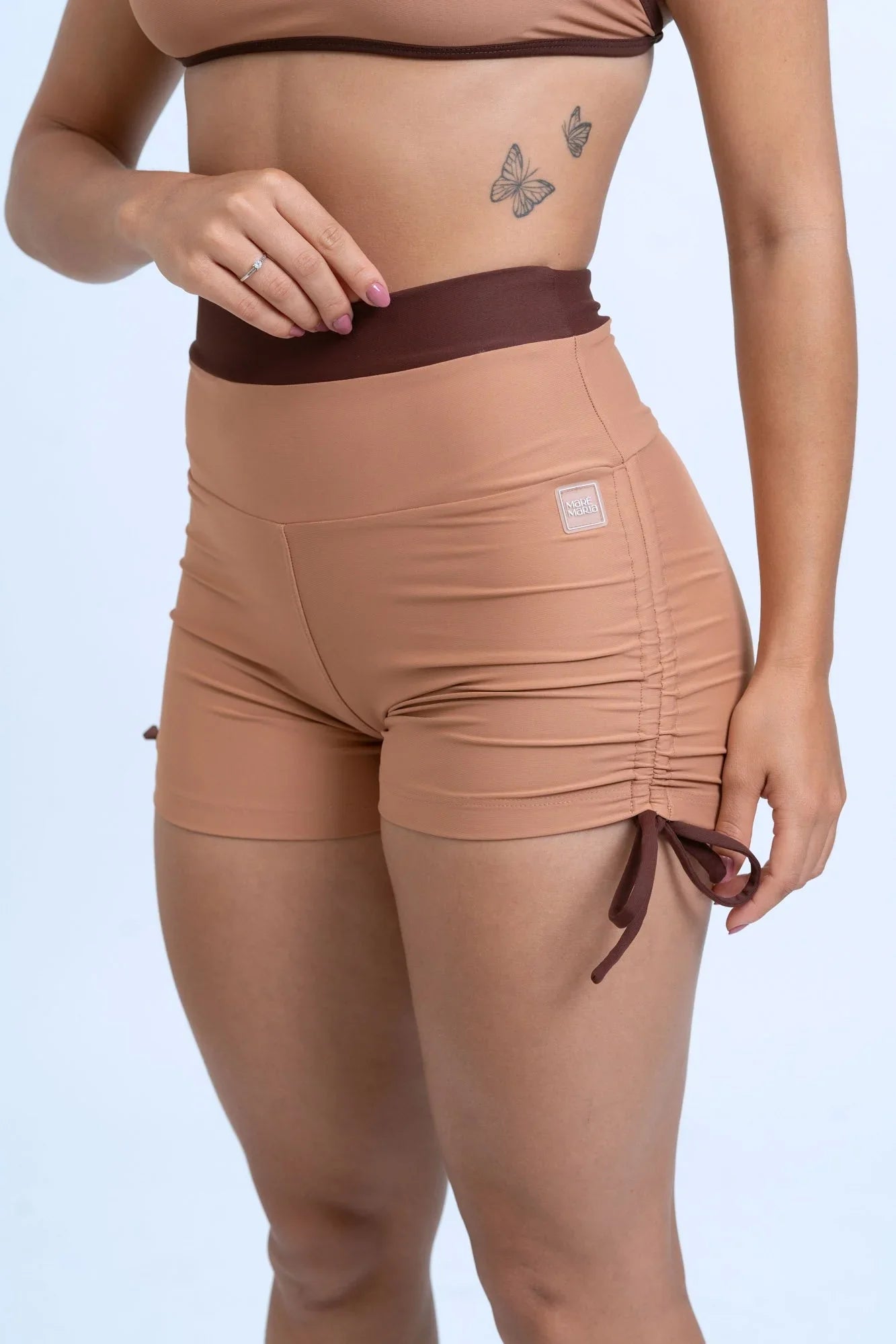 Short Smile Duo Mocha Mousse com Chocolate Dark - Maré Maria moda fitness