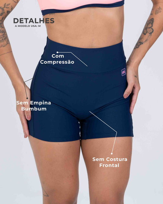 Short Confort sem costura frontal Azul Marinho compressão sem empina