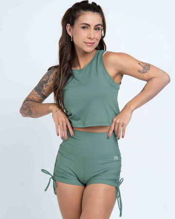 Short fitness Smile Verde Eucalipto com empina