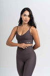 Calça Legging Fitness Compressão Confort Marrom Carbono