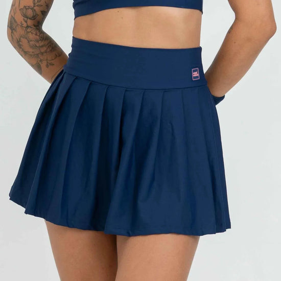 Short Saia Fitness Plissada Azul Marinho - Maré Maria moda fitness