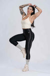 Calça Legging Fitness Active Super Black Com Creme