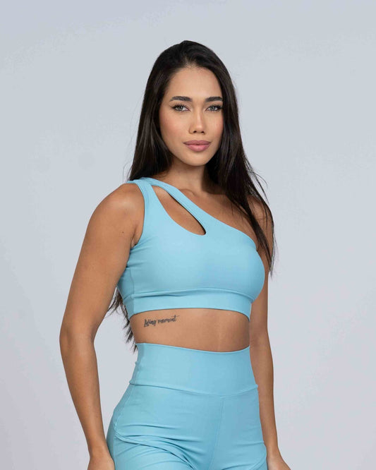 Top Fitness Avenue Azul céu assimétrico