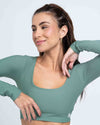 Top Fitness Classic Manga Longa Verde Eucalipto