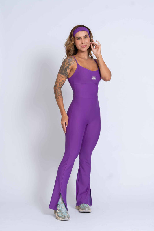 Macacão Fitness Flare Roxo Vibrante