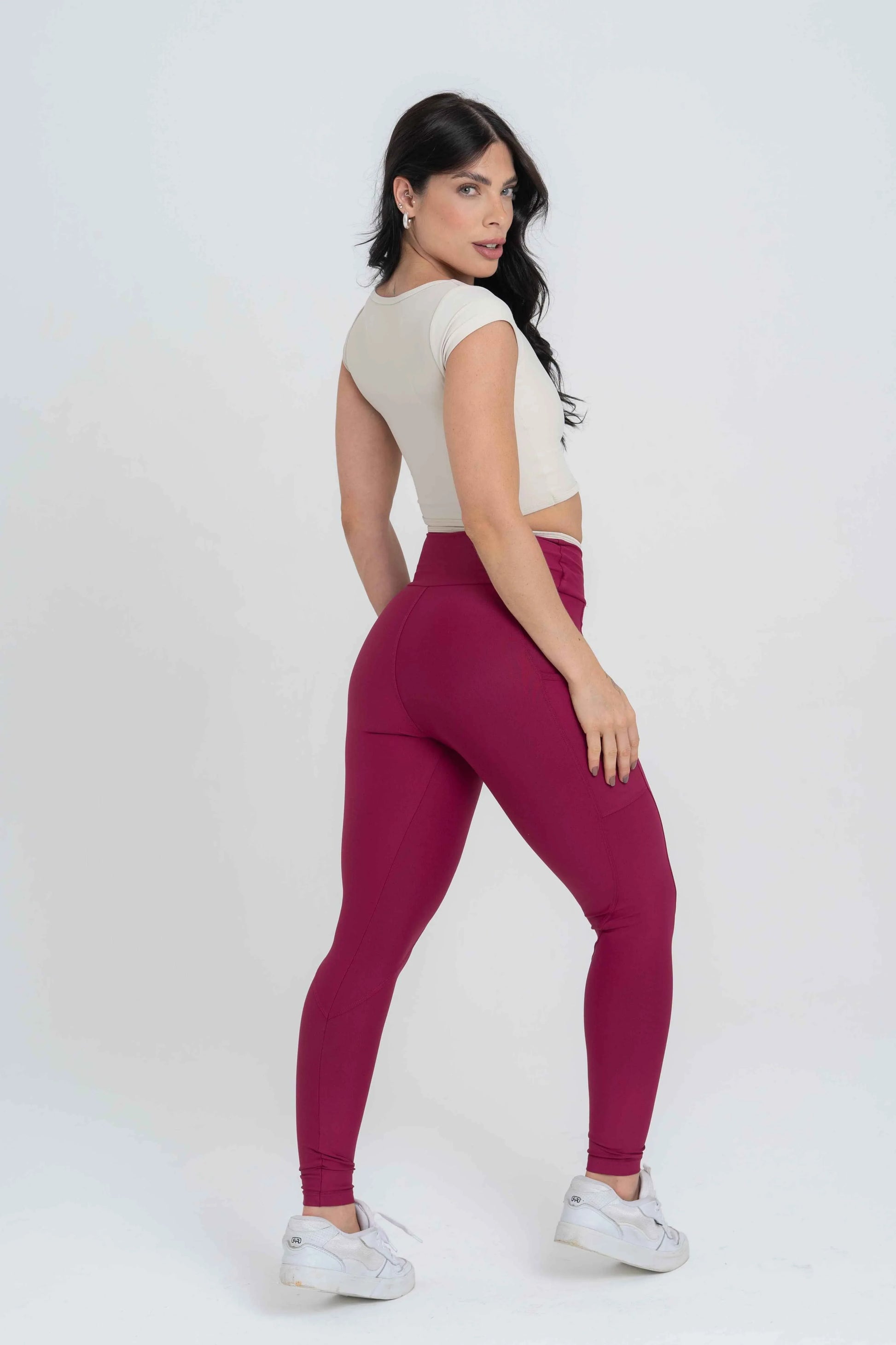 Legging Fusion Rouge Viés Luna compressão - Maré Maria moda fitness