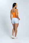 Short Fitness Active Azul Ice Com Tangerina