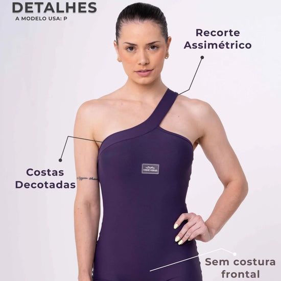 Macaquinho Fitness Vivi Violeta com compressão - Maré Maria moda fitness