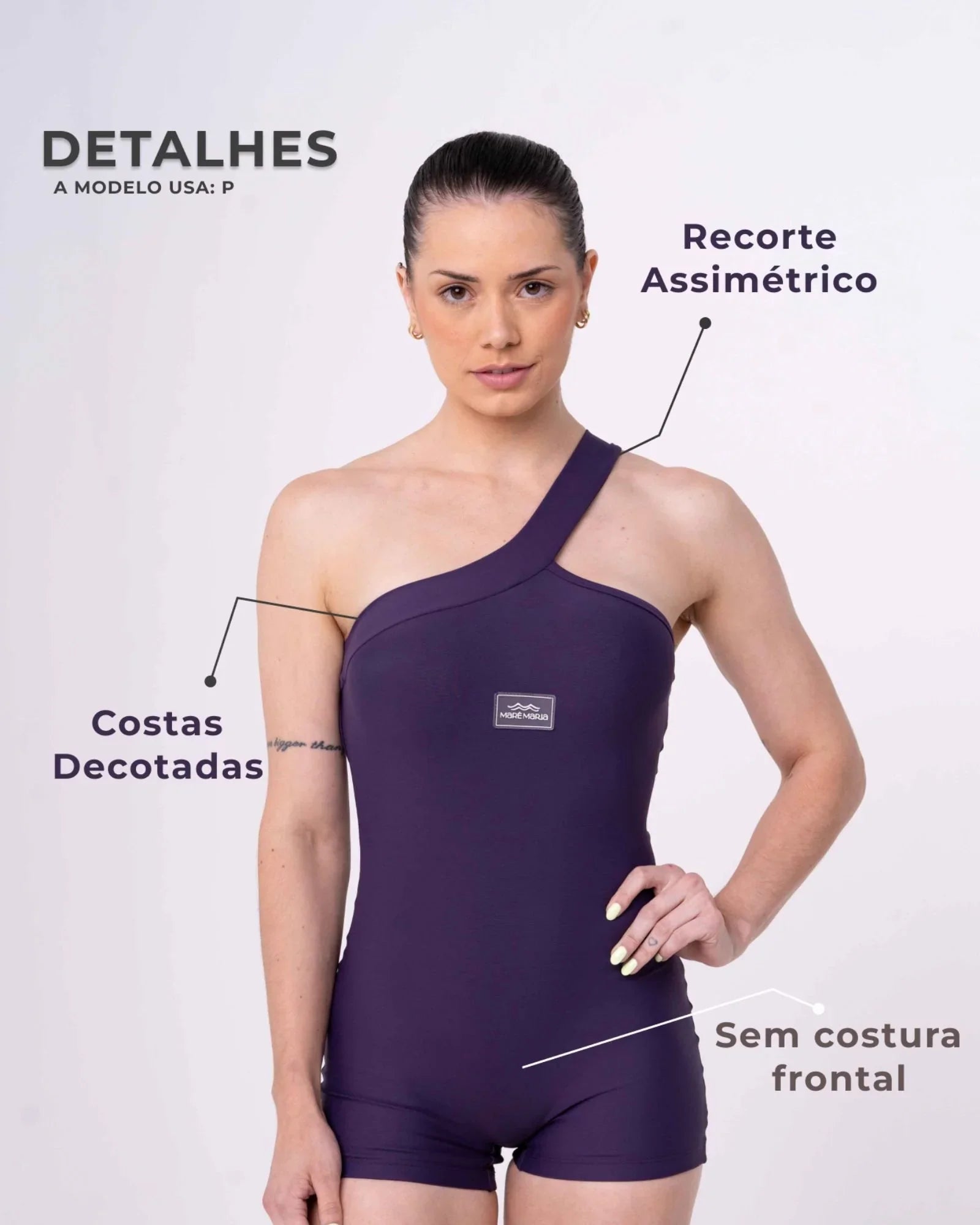 Macaquinho Fitness Vivi Violeta com compressão - Maré Maria moda fitness