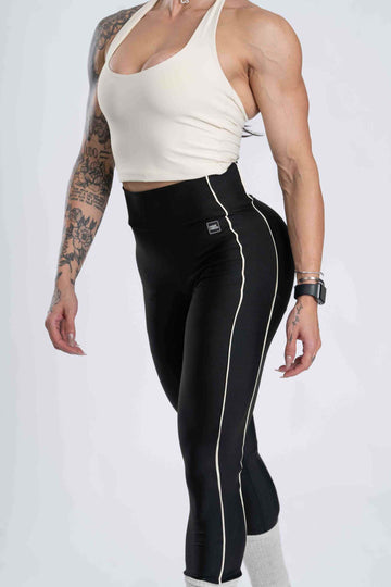 Calça Legging Fitness Active Super Black Com Creme