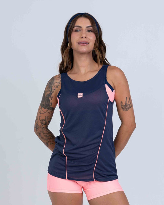 Regata Fitness Ella Azul Marinho com Coral