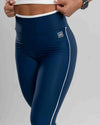 Calça Fitness New Line Azul Intenso com Branco Neve