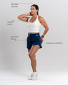 Short New Line Azul Intenso com Branco Neve