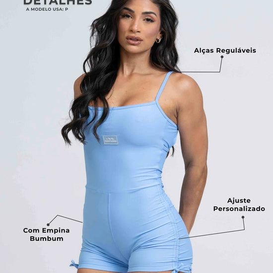 Macaquinho New Pérola Azul Serenity com empina - Maré Maria moda fitness