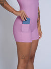 Macaquinho Fitness Flow Rosa Glam - Com bolso