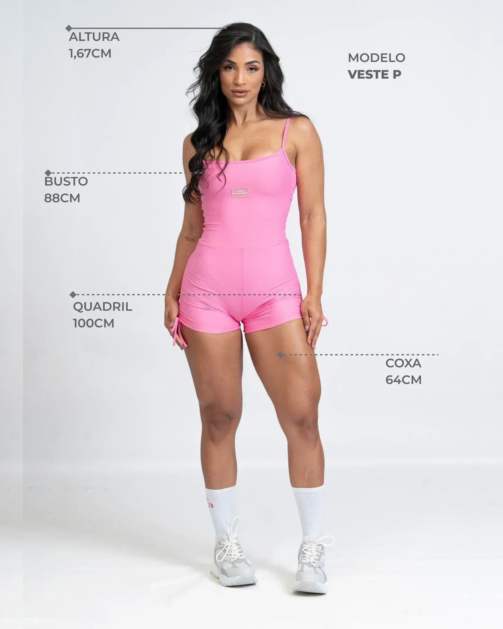 Macaquinho Fitness Flow Rosa Malibu com bolso - Maré Maria moda fitness