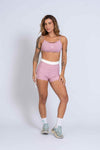 Short Fitness Compressão Smile Duo Rosa Glam Com Off White