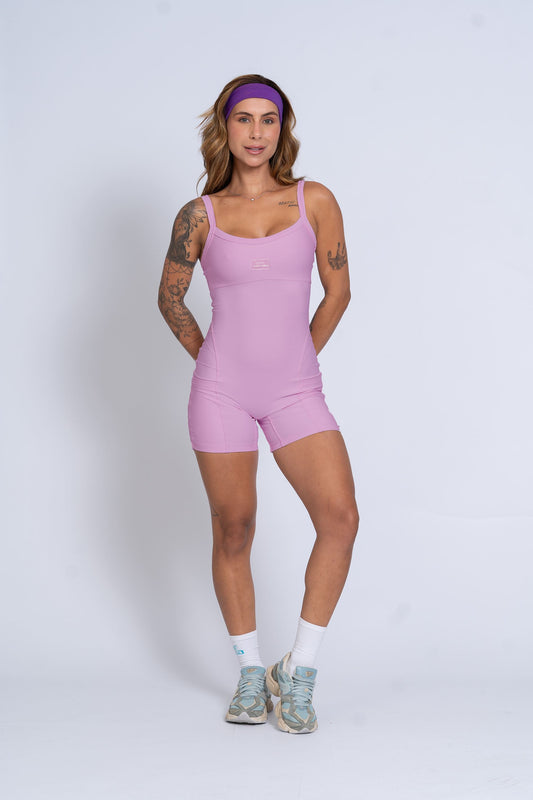 Macaquinho Fitness Flow Rosa Glam - Com bolso