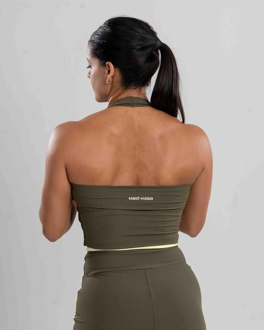 Top Fitness Core Verde Musgo Frente Única