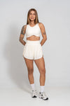 Conjunto Fitness Corrida Sara Off White com Bolsos