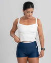 Short New Line Azul Intenso com Branco Neve