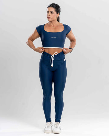 Calça Slim duo Azul Intenso com Branco Neve (Leve defeito)