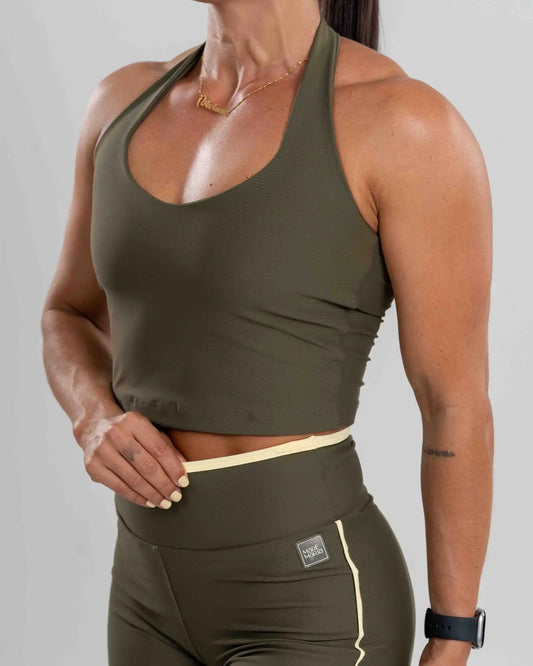 Top Fitness Core Verde Musgo Frente Única