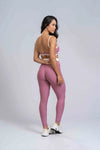 Calça legging fitness Duo Rosa Chá com Off White empina bumbum