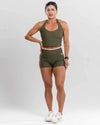 Short Fitness New Line Verde Musgo com Amarelo Brisa