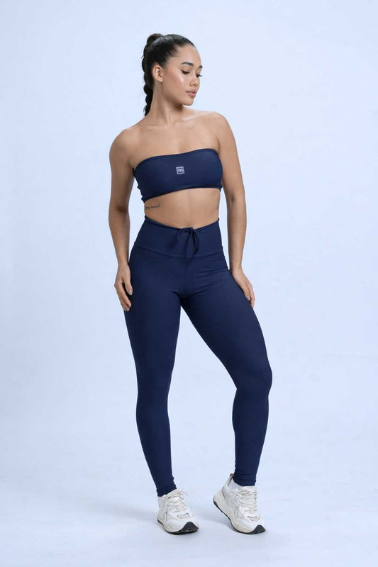 Calça Legging fitness Slim Azul Dark empina bumbum