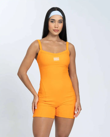 Macaquinho fitnesss Flow Tangerina com bolso
