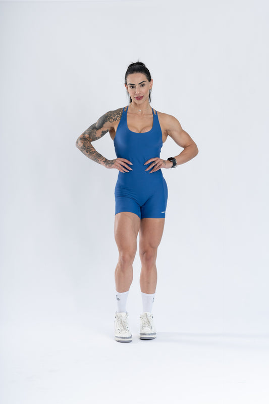 Macaquinho Fitness Compressão New Drop Set Azul Safira