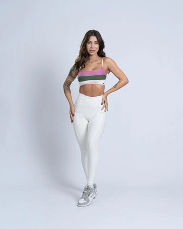 Calça Legging fitness Classic Off White com compressão (Leve defeito)