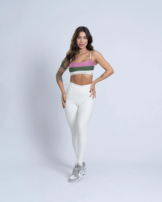 Calça Legging fitness Classic Off White com compressão (Leve defeito)