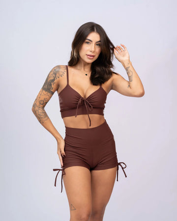 Short Fitness Compressão Smile Chocolate Dark