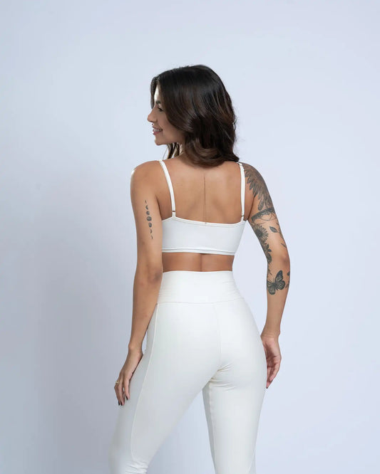 Calça Legging fitness Classic Off White com compressão (Leve defeito)