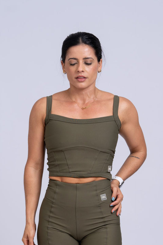Top Fitness Power Corset Verde Musgo