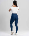 Calça Fitness New Line Azul Intenso com Branco Neve