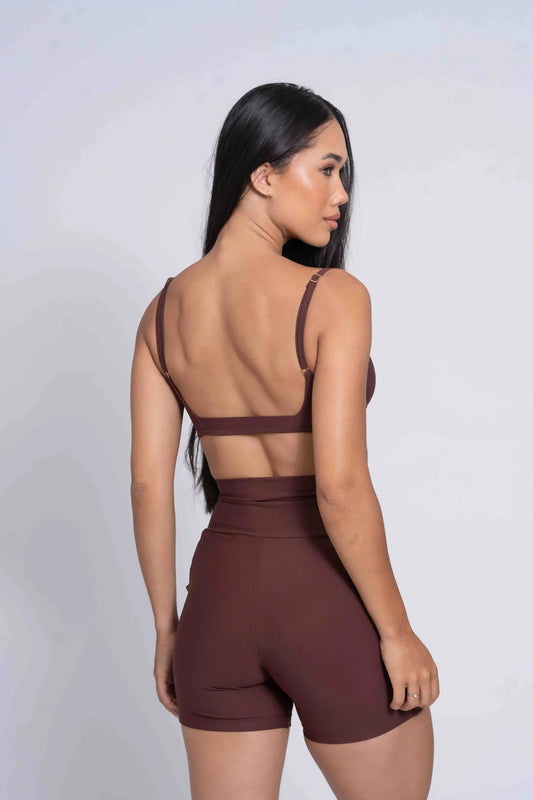 Short Bike Chocolate Dark compressão s/ costura frontal