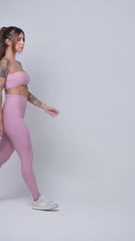 Calça Legging Fitness Classic Rosa Glam com compressão
