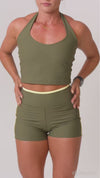 Top Fitness Core Verde Musgo Frente Única