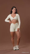 Top Fitness Compressão Manga Longa Infinity Creme
