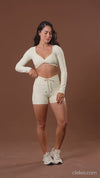 Short Fitness Compressão Slim Creme