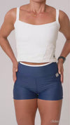 Short New Line Azul Intenso com Branco Neve