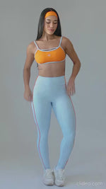 Calça Fitness Active Azul Ice com Tangerina compressão