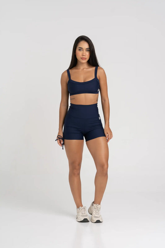 Short Fitness Smile Azul Dark compressão s/ empina