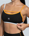Top Fitness New Front Tricolor Super Black viés Tangerina/Azul Ice
