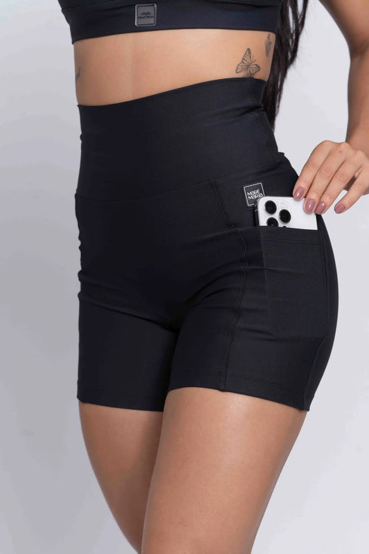 Short Bike Preto com Compressão sem Costura Frontal