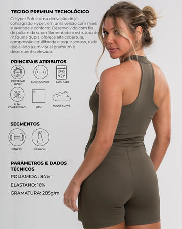 Macaquinho Fitness Zip Fuel Verde Musgo